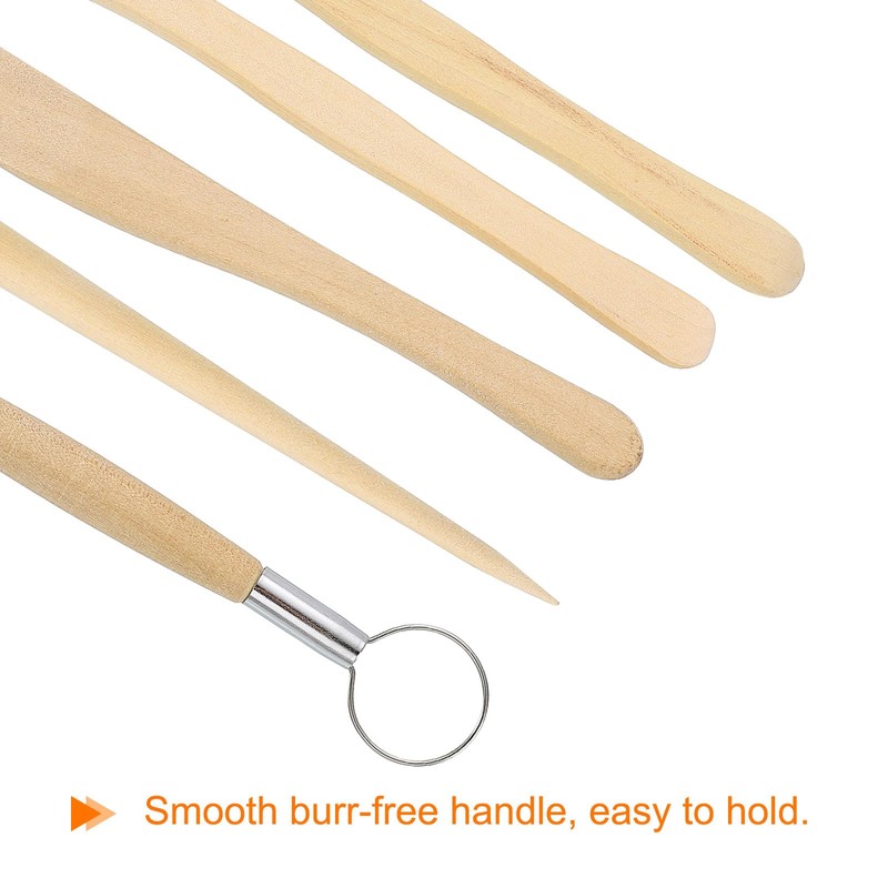 HARFINGTON 5pcs Wooden Clay Sculpting Tools Double-Headed Crafts Modeling kit