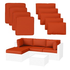 Pakunoda 9 Pack Patio Cushion Covers Outdoor Patio Cushions Covers Replacement Waterproof with Zipper for 5 Pcs Patio Furniture Set, Covers Only,Orange