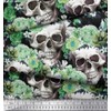Soimoi Cotton Canvas Fabric Skull,Rose & Anemone Flower Print Fabric