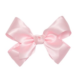 HAIRBOWS.COM Lazos para El Cabello de Satén para Niñas con Nudo En El Centro Y Clip, para Todas Las Edades Y Tipos de Cabello, Lazo de 15 Cm, Rosa Claro