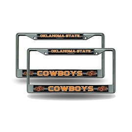 Oklahoma State Cowboys (Set of 2) Sparkly Glitter Bling Look Chrome License Plate Frames Car Truck Wall
