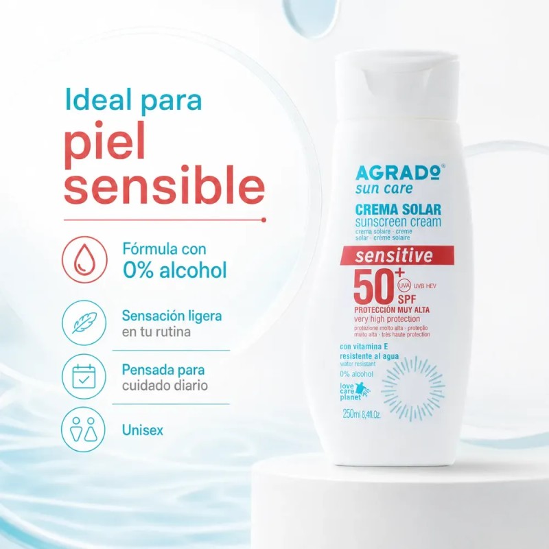 Bloqueador Solar Sensitive Spf50+ Vitamina E Agrado 250 Ml