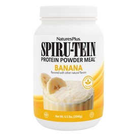 Natures Plus SPIRU-TEIN, Banana - 4.5 lbs - Plant-Based Protein Shake - Non-GMO, Vegetarian, Gluten Free - 60 Servings