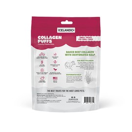Icelandic+ Collagen Puffs: Baked Beef Collagen with Dehydrated Kelp 1.3oz - Small Dog Treats, Crunchy Protein Bites
