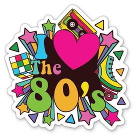 I Love The 80's Stickers - 2 Pack - Waterproof Vinyl for Car, Phone, Water Bottle, Laptop - 80's Girl Retro Decals (2-Pack)