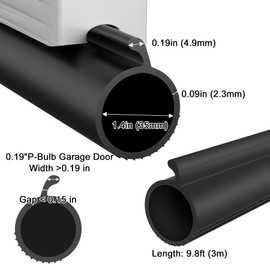 Taaizau Garage Door Bottom 0.19" P-Bulb Seal Strip, Replacement Rubber Weather Stripping, for Single Slot Overhead Door Weatherproof & Buffering (118''L, Black)