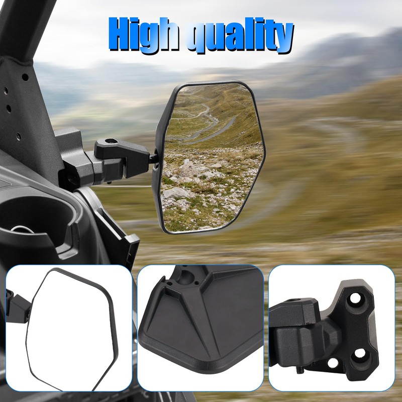 AUPOWER Adjustable Side Mirrors for Can Am Defender 2016-2025 Accessories,