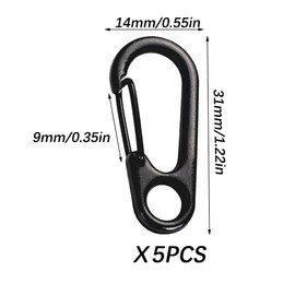 Mini Carabiners Clip, 5 Piece Metal Snap Carabiners, Keychain Clip, Keyring Hook, for Camping, Travel, Hiking