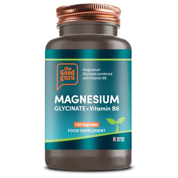 Magnesium Glycinate & Vitamin B6 Supplements - 120 Capsules High