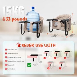 Hook On High Chair - Portable & Foldable for Babies 6-36 Months, Family & Travel Use with Carry Bag(Khaki)