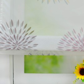 Eslir Roman Blind with Tabs, Kitchen Roman Curtains, Transparent Tab-Top Blind, Curtains, Circle Motifs, Modern, Voile, Purple, W x H 120 x 140 cm, Pack of 1