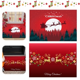 Biluer Christmas Rug, Pack of 2 Christmas Doormat 40 x 60 cm Christmas Door Mat Reindeer Christmas Rug Mats Red Non-Slip Door Mat Winter Decoration Christmas Decoration