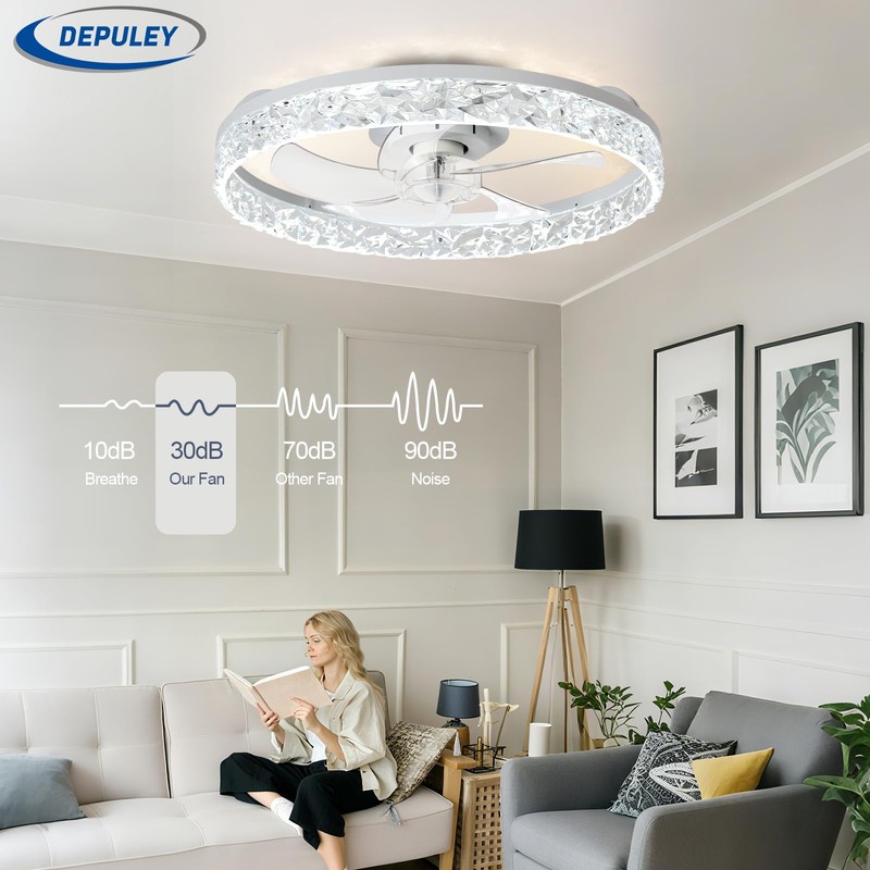 Depuley Ceiling Fans with Lights and Remote: 20" Modern Low
