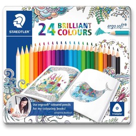 Staedtler ergosoft 157 M24JB Triangular Coloured Pencils, Non-Slip Soft Surface, Increased Break Resistance