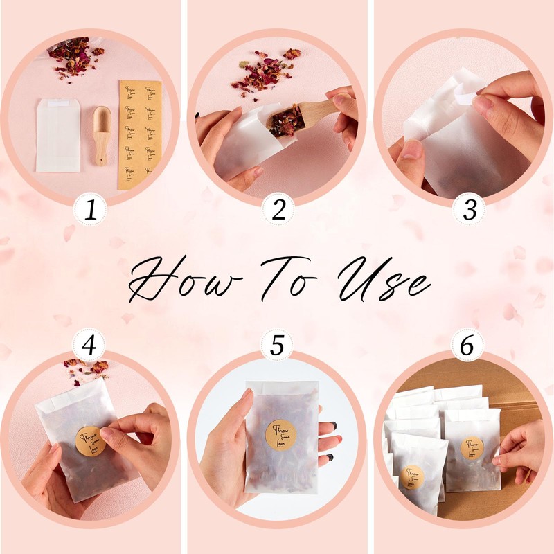 Tenare 100 Sets Wedding Confetti Bags Kit with Display Box