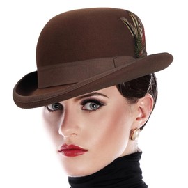VECRY Wool Fedora Hats for Men Women Felt Church Bowler Derby Hat (Brown,L)