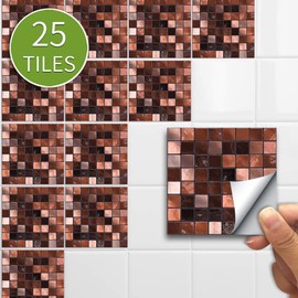 Alwayspon- 25 Piezas de calcomanías Autoadhesivas para Azulejos para decoración del hogar, calcomanías para Azulejos despegables y pegables, protección contra Salpicaduras a Prueba de Agua