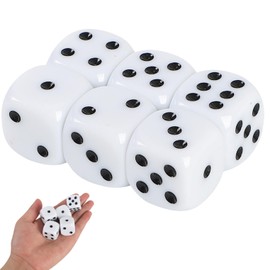 fogman Large Dice Dice Jumbo Dice, 25mm Size, Set of 6 (White)