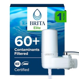 Brita - Filtro de agua para fregadero, elimina el 99% del plomo, sistema de filtración avanzado Elite, incluye 1 filtro de repuesto, color blanco