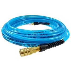 Coilhose Pneumatics PFE4025TS15X Flexeel Reinforced Polyurethane Air Hose, 1/4" ID, 25' Length with 1/4" Industrial Coupler & Connector, Transparent Blue