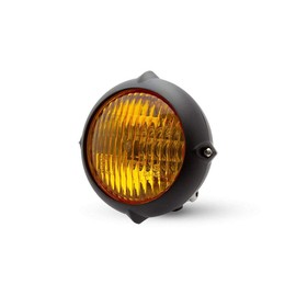 Alchemy Parts 5.5 Inch Front Headlight for Retro Individual Project, Matte Black with Yellow Lens