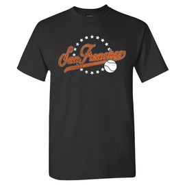 San Francisco Baseball Vintage Men's Fan T-Shirt (Black Shirt, XL)