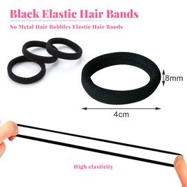 Hanyousheng Hair Bobbles, Hair Bobbles, Black, Pack of 50 Thick Cotton Hair Bobbles, Soft Elastic Hair Bobbles, Seamless Hair Bands, Stretchy Ponytail Holder for Girls, Men, Women