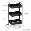 CAXXA 3-Tier Rolling Metal Storage Organizer - Mobile Utility Cart,