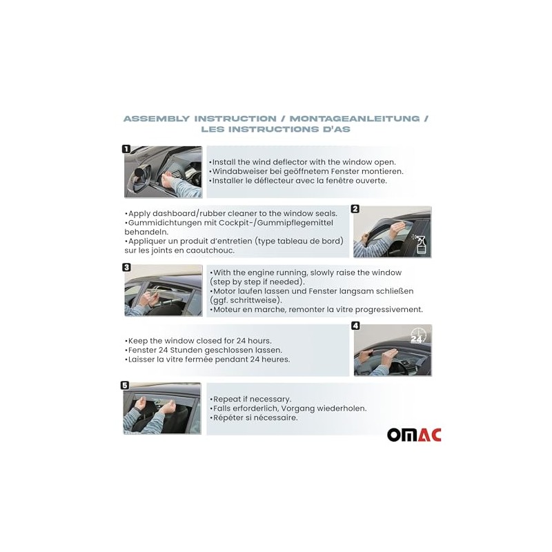 OMAC Wind and Rain Deflector Compatible with Ford Transit 2014-2025
