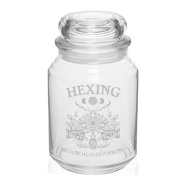 26 oz Glass Candy Jar Apothecary Storage Jar Gift Hexing Because Murder Is Wrong Death Head Moth Pagan Witch Wiccan