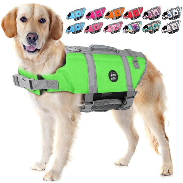 EMUST Dog Life Vests, Adjustable Dog Life Jacket with Rescue