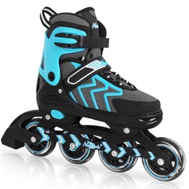 Nattork Adjustable Blades Roller Skates for Adults Women and Men,Outdoor & Indoor Teal Inline Skates for Kids Girls and Boys,Beginners,Size 8 8.5 9 9.5 10.5