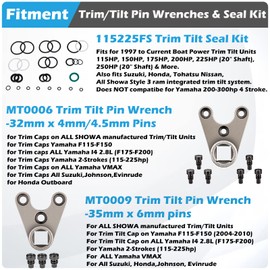 Sunluway Outboard Trim/Tilt Pin Wrench MT0006-32mm x 4/4.5mm & MT0009 Pin Wrench-35mm x 6mm & 115225FS Trim Tilt Seal Kit for Yamaha, Suzuki, Honda
