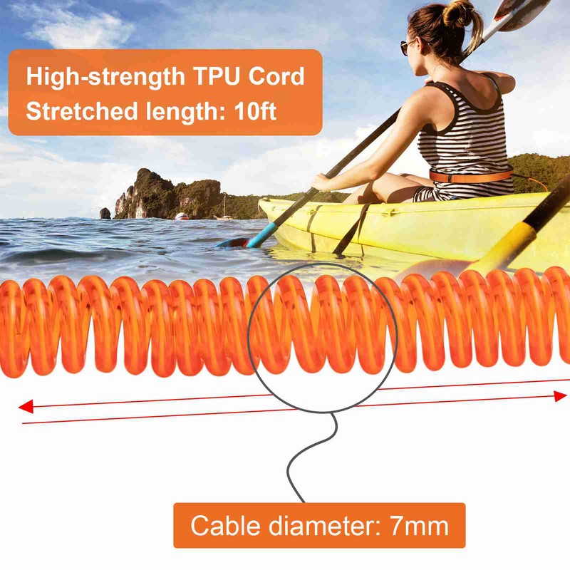 Surfboard Waist Leash 7mm Thick 10ft Coiled Surf Board Leash