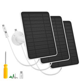 5W Solar Panel Charger Compatible with Arlo Essential 2K Outdoor Camera(2nd Gen)/Essential Outdoor XL(2nd Gen)/Essential Spotlight, IP65 Waterproof 10ft USB-C & Micro USB Cable & Wall Mount, 3 Pack