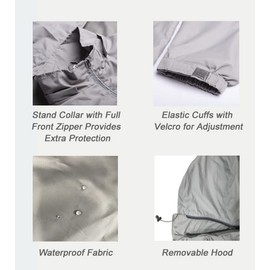 chamarra impermeable ligera cortavientos para hombre con capucha extraíble, Azul marino, X-Large