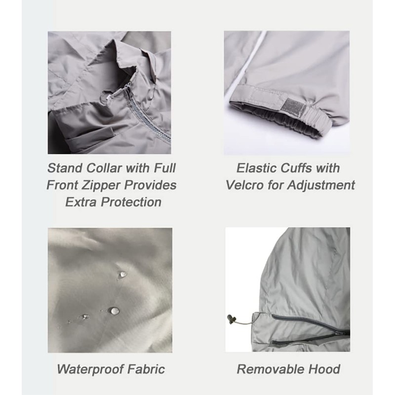 chamarra impermeable ligera cortavientos para hombre con capucha extraíble, Azul