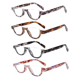 4 Pairs of Colorful Fashion Half Moon Frame Reading Glasses Spring Hinge Male and Female Readers (Multicoloured, 1.25)