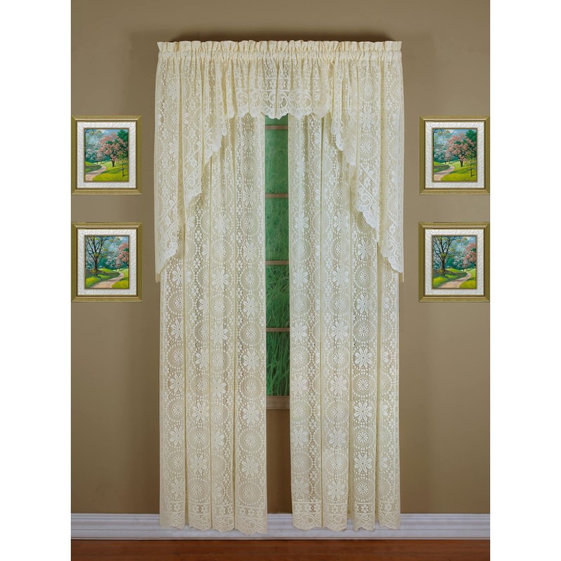 Today's Curtain Hopewell Premium Lace Panel 63", Cream, 58W x