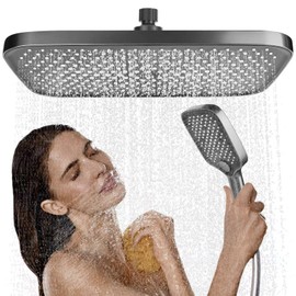 XCRPRT Rain Shower Head, 14 Inches, Built-in Shower Heads, Shower Head, 360° Adjustable Rain Shower, Water-Saving Rain Shower Head, Self-Cleaning Shower Head for Bathroom (Square, Chrome)