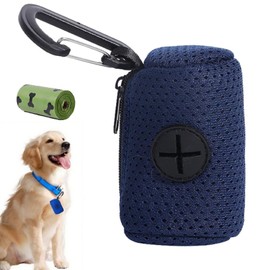 Zvorgath Dog Poop Bags Dispenser - Mesh Fabric Attachment Dog Waste Bag Holder with Zipper, Large Capacity Hangable Pet Supplies, Includes 15 Dog Poop Bags