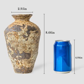 COTYNI Rustic Ceramic Floor Large Vase for Farmhouse Decor, Pottery Clay Tall Terracotta Vase for Flowers, Pottery Vase for Living Room Decor, Shelf, Mantel Decoration, Wedding Housewarming Gift