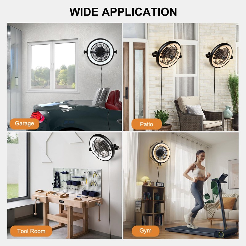 Wall Mount Fan with Remote/App Control, 16" Quiet Wall Mounted