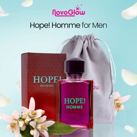 NovoGlow Hope Homme for Men - 100ml Eau De Parfum Spray for Men - Spicy Floral & Intense Fragrance Warm Scent Lasts All Day Long Includes Carrying Pouch Gift for Men for All Occasions