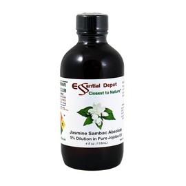 Jasmine Sambac Essential Oil 5% Dilution in Jojoba - 4 fl oz - Essential Oil Protective Amber Glass Bottle with a Safety Sealed phenolic Screw Cap