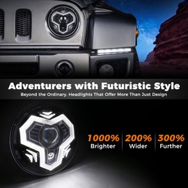 POVTOR 7 Inch LED Headlights, 1000% Bright Anti-glare H6024 Headlight Assemblies with DRL Turn Signal Hi/Lo Beam Compatible with Jeep Wrangler JK JKU TJ LJ CJ Mazda Miata Chevy Ford Hummer H1 H2