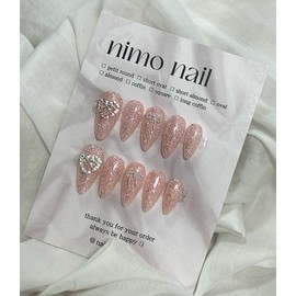 Glitter Nail•Wedding Nail Tip•Handmade Nail Tip - White Heart / 글리터네일•웨딩네일팁•수제네일팁 - 화이트하트