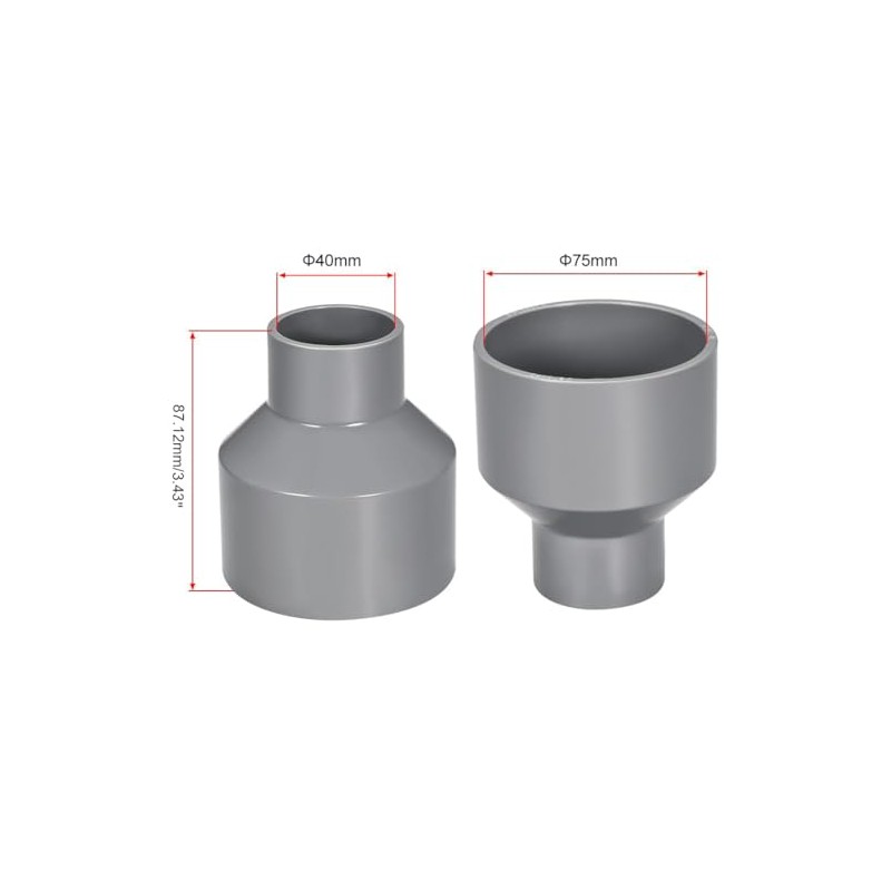TOP-VIGOR PVC DWV Reducing Coupling 40mm x 75mm Pipe Fitting