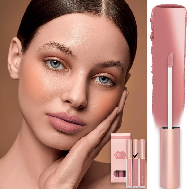 Nude Matte Lipstick Set, Lip Gloss Sets Liquid Lipsticks Long
