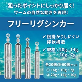 shymie Free Rig Sinker Weight Rig Bass Root Fish Kiss Fishing Weight Down Shot Drop 7g 10g 14g 20g Each 20 Pieces 60 Piece Set
